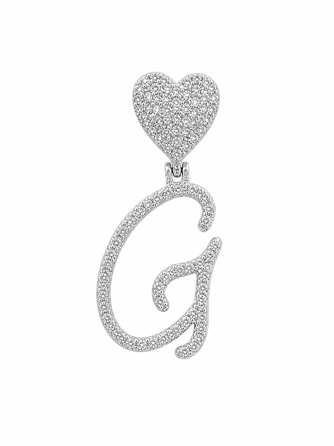 Petit letter pendant with heart bail - White Carat - USA 