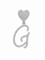 Petit letter pendant with heart bail - White Carat - USA 