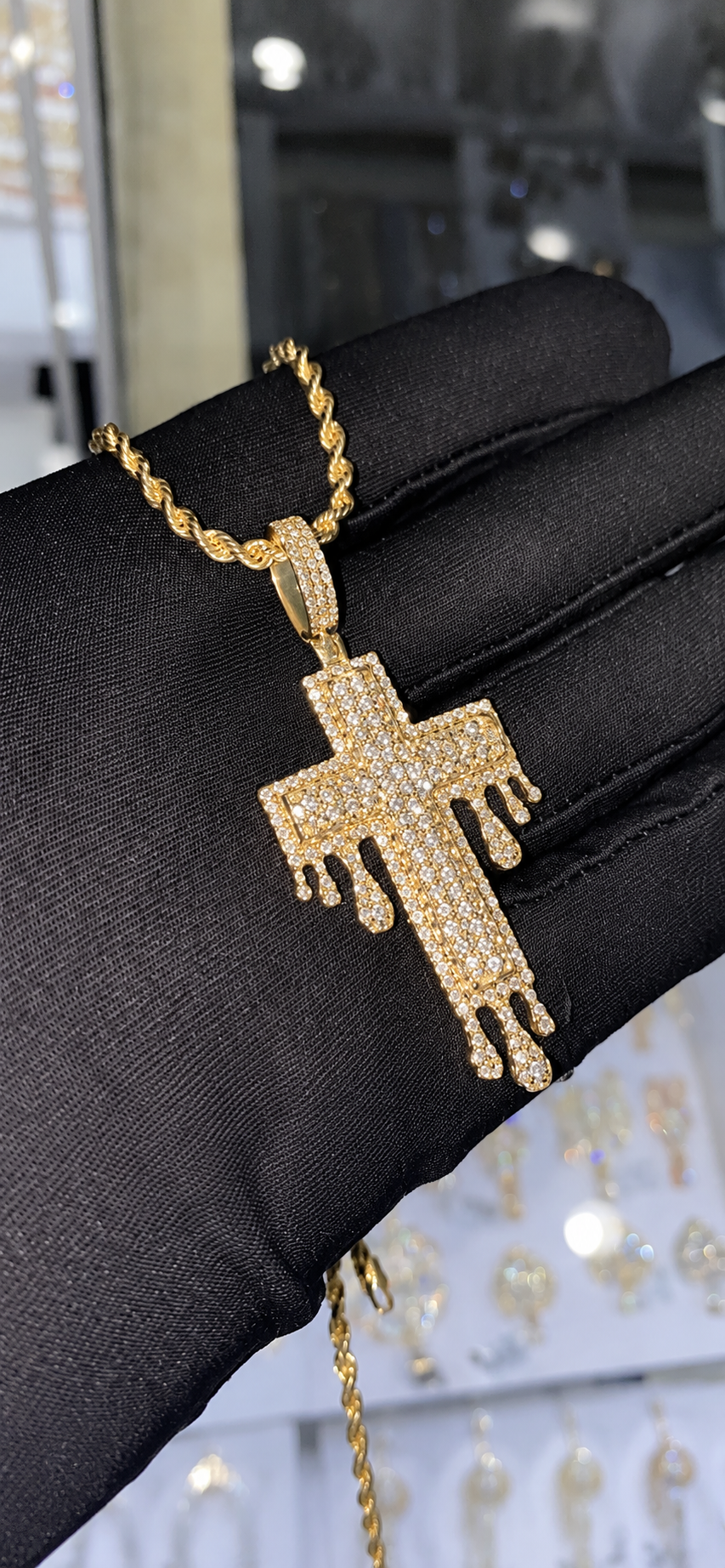4.25 CT. Diamond Drip Cross Pendant