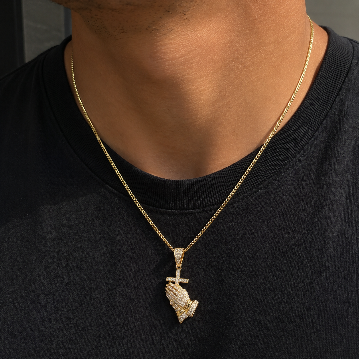 2.04 CT. Diamond Cross Praying Hands Pendant