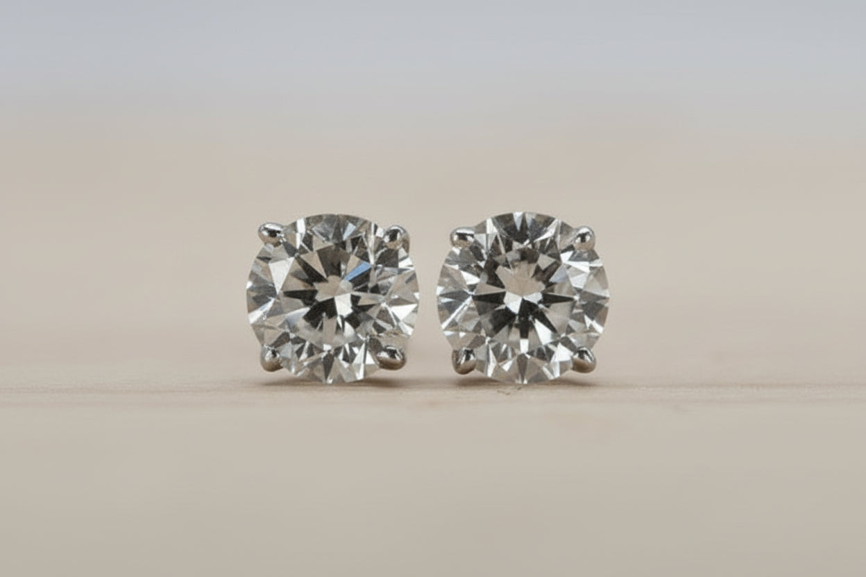2.00CT. Total Diamond Weight Earrings (1.00ct each) in 14K White Gold - White Carat - USA 