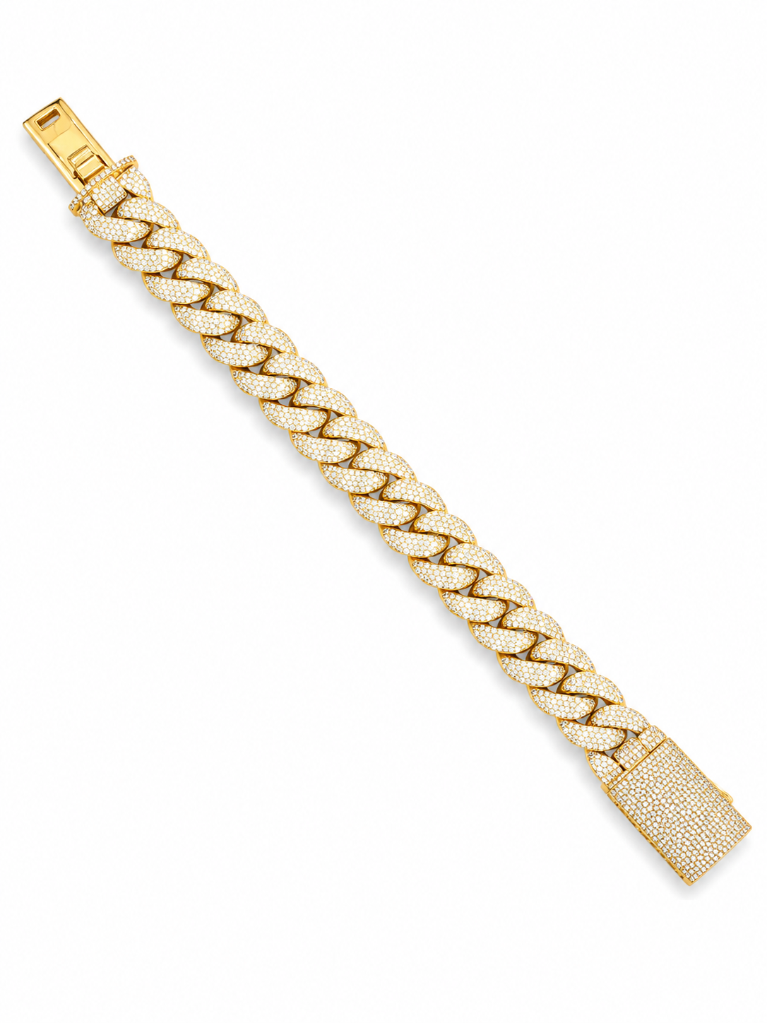 14.00 CT. Diamond Cuban Bracelet 14K - 15mm