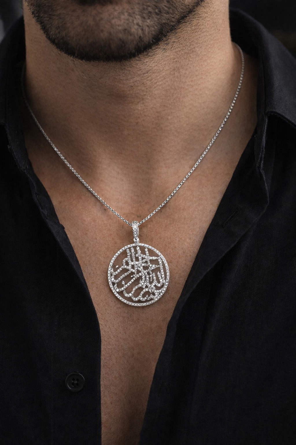 1.60 CT. Diamond 'In the name of God' Arabic Caligraphy Pendant