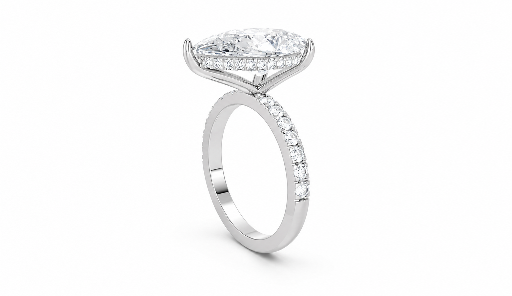 3.00 CT Diamond Pear Shape with Side Diamonds in 14k gold - White Carat - USA 