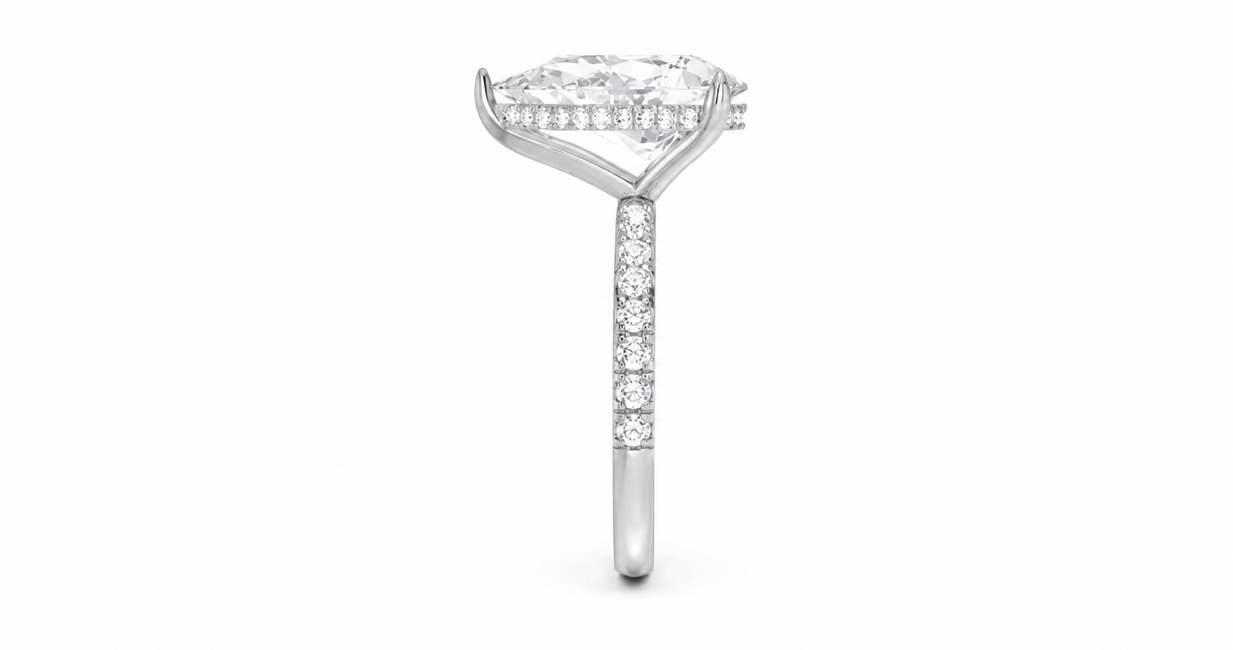 3.00 CT Diamond Pear Shape with Side Diamonds in 14k gold - White Carat - USA 