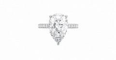 3.00 CT Diamond Pear Shape with Side Diamonds in 14k gold - White Carat - USA 