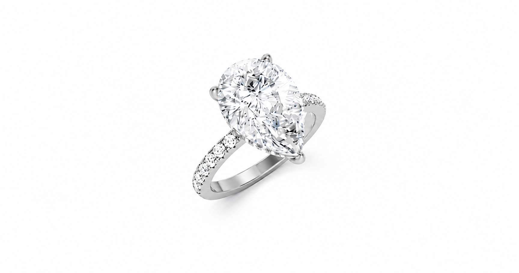 3.00 CT Diamond Pear Shape with Side Diamonds in 14k gold - White Carat - USA 
