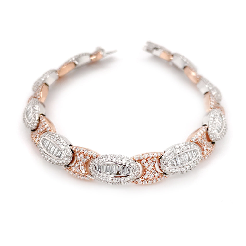 9.05 CT. Diamond Bracelet in Rose and White Gold - 10.00mm - White Carat - USA & Canada