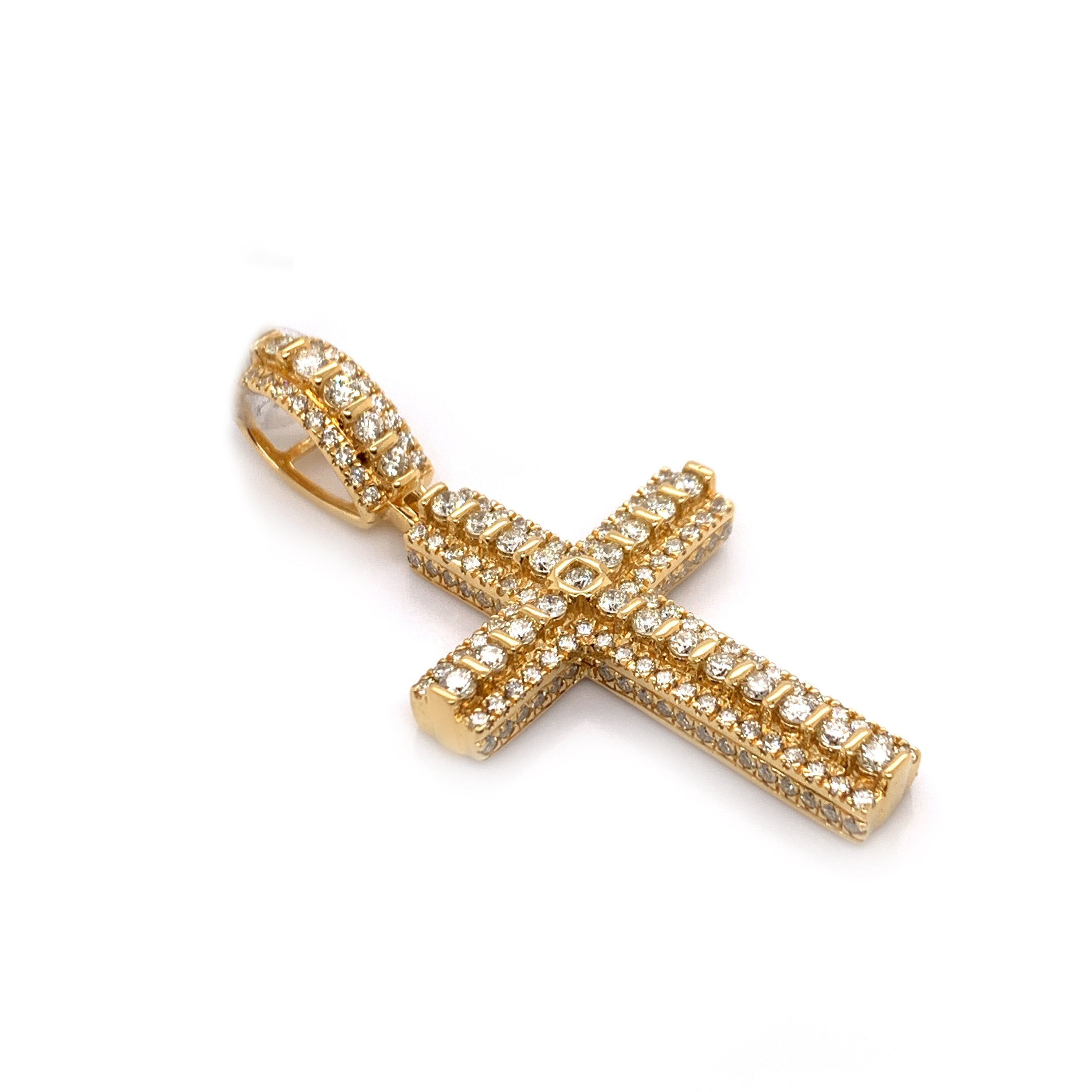 2.24 CT. Diamond Yellow Gold Cross Pendant - White Carat - USA & Canada