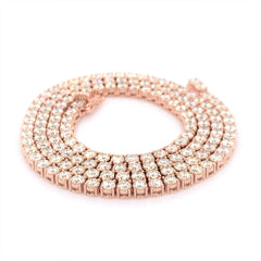 3PT- 6.00 CT. - 11.00 CT. VVS Tennis Necklace Rose Gold (4 Prong) 14K - White Carat - USA 