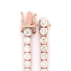 3PT- 6.00 CT. - 11.00 CT. VVS Tennis Necklace Rose Gold (4 Prong) 14K - White Carat - USA 