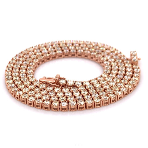 30PT- 38.00 CT. Tennis Necklace 14K Rose Gold (4 Prong)