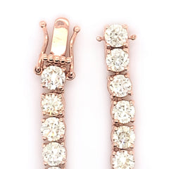 17PT- 19.00 CT. Tennis Necklace in Rose Gold (4 Prong) 14K - White Carat - USA 