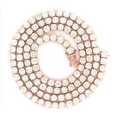 17PT- 19.00 CT. Tennis Necklace in Rose Gold (4 Prong) 14K - White Carat - USA 