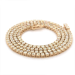 10PT- 15.20 CT. VVS Tennis Necklace in 14K Yellow Gold (4 Prong) - White Carat - USA 