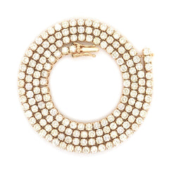 10PT- 15.20 CT. VVS Tennis Necklace in 14K Yellow Gold (4 Prong) - White Carat - USA 