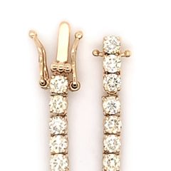 10PT- 15.20 CT. VVS Tennis Necklace in 14K Yellow Gold (4 Prong) - White Carat - USA 