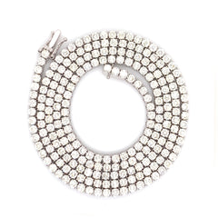 4PT- 13.63 CT. Tennis Necklace 14K White Gold (4 Prong) - White Carat - USA 