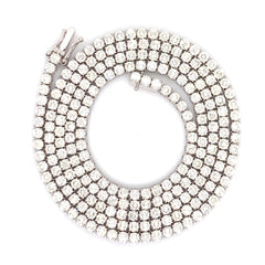 12PT- 25.00CT. VVS Tennis Necklace White Gold (4 Prong) 14K - White Carat - USA 