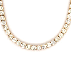 12PT- 25.00CT. Tennis Necklace 14K Yellow Gold (4 Prong)