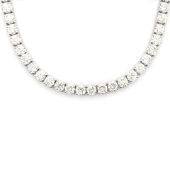 4PT- From 7.00CT - 14.20CT. Tennis Necklace 14K White Gold (4 Prong)