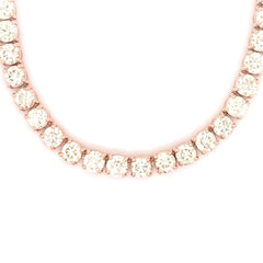 17PT- 19.00 CT. Tennis Necklace in Rose Gold (4 Prong) 14K - White Carat - USA 