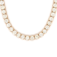 17PT- 19.00 CT. Tennis Necklace in Yellow Gold (4 Prong) 14K - White Carat - USA 
