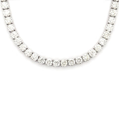 3PT- 5.00 CT. - 11.00 CT.  Tennis Necklace 14K White Gold (4 Prong) - White Carat - USA 