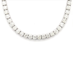 4PT- 13.63 CT. Tennis Necklace 14K White Gold (4 Prong) - White Carat - USA 