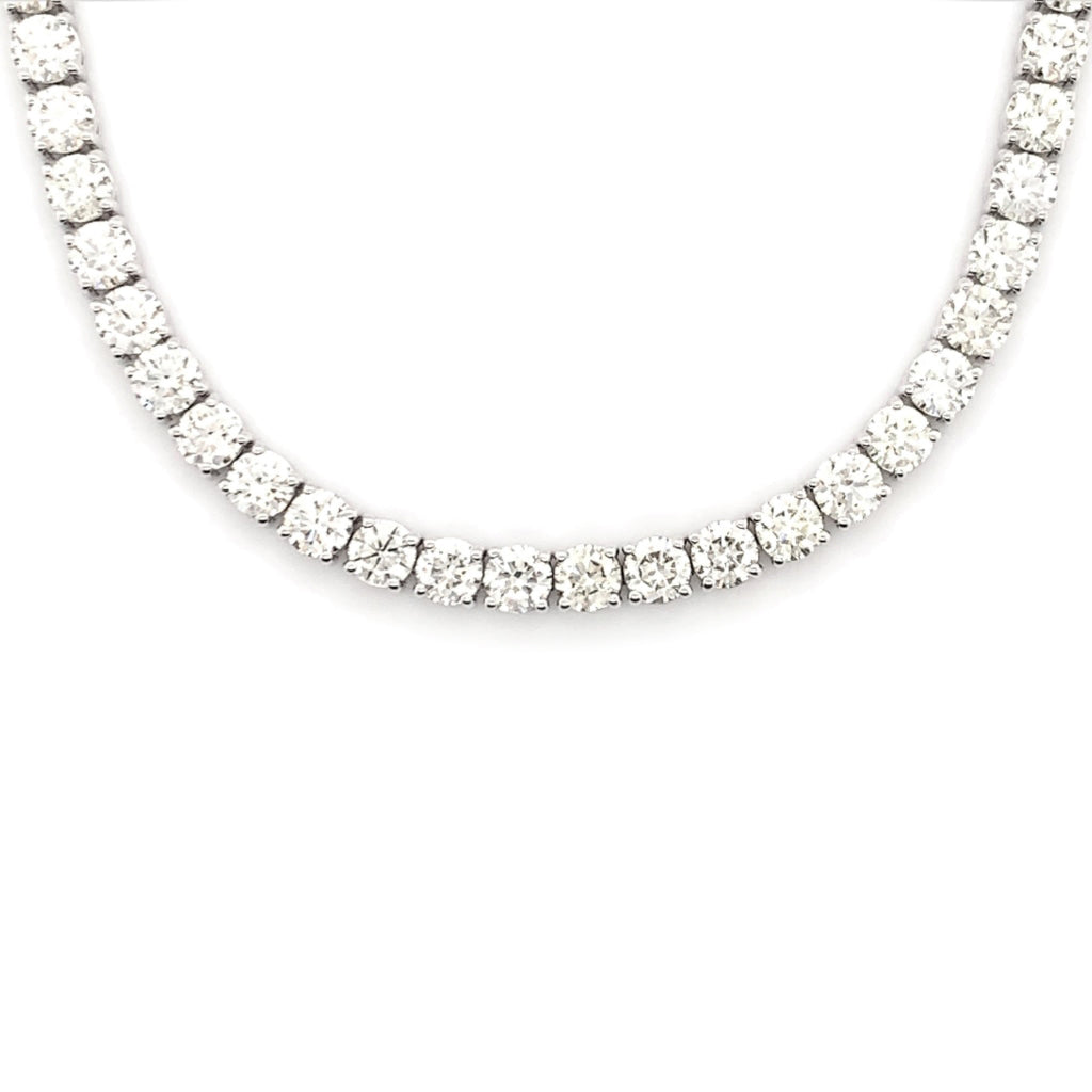 3PT- 6.00 CT. - 11.00 CT.  Tennis Necklace 14K White Gold (4 Prong)