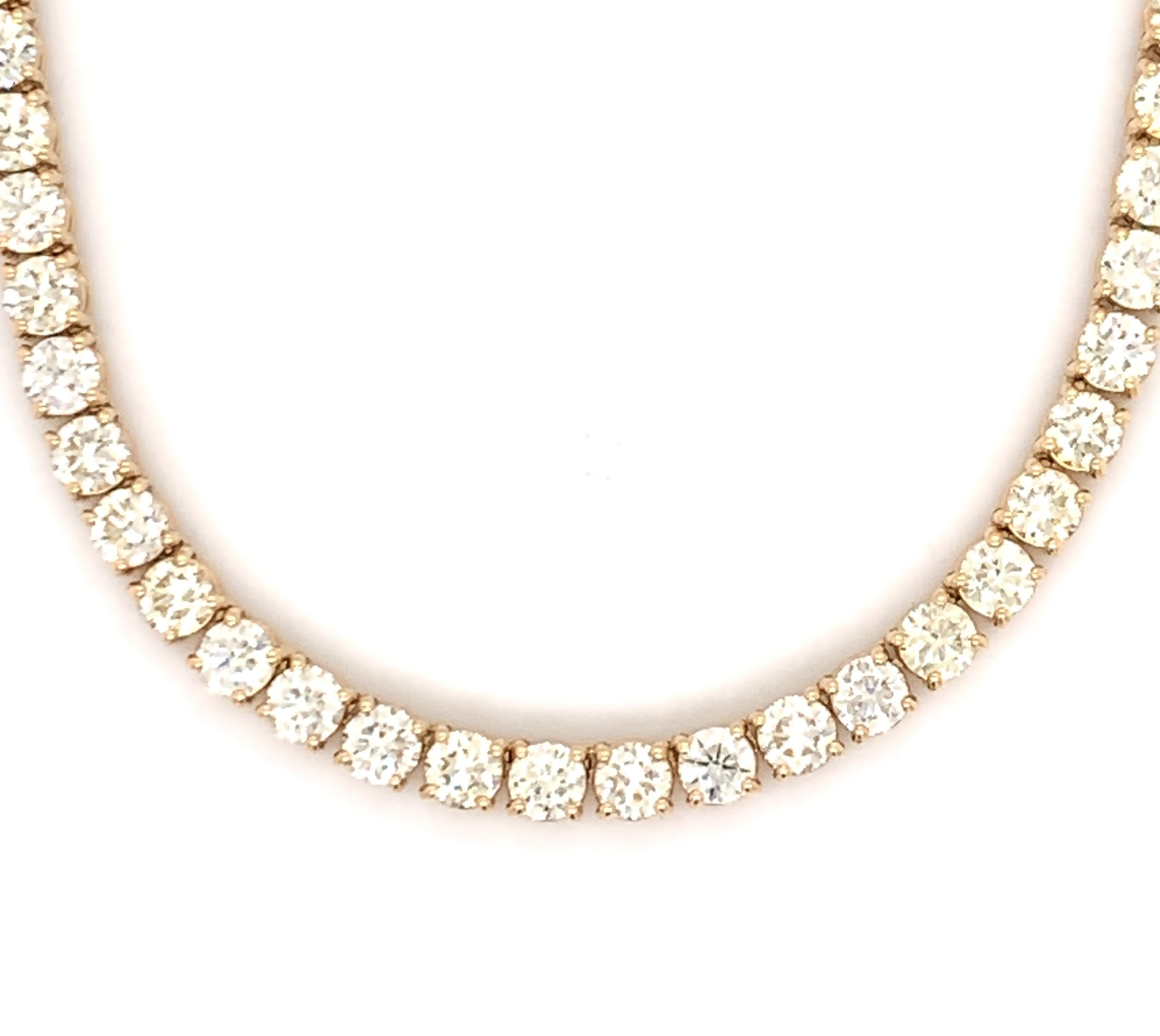 10PT- From 13.50 CT. - 22.00 CT. Tennis Necklace 14K Yellow Gold (4 Prong) - White Carat - USA & Canada
