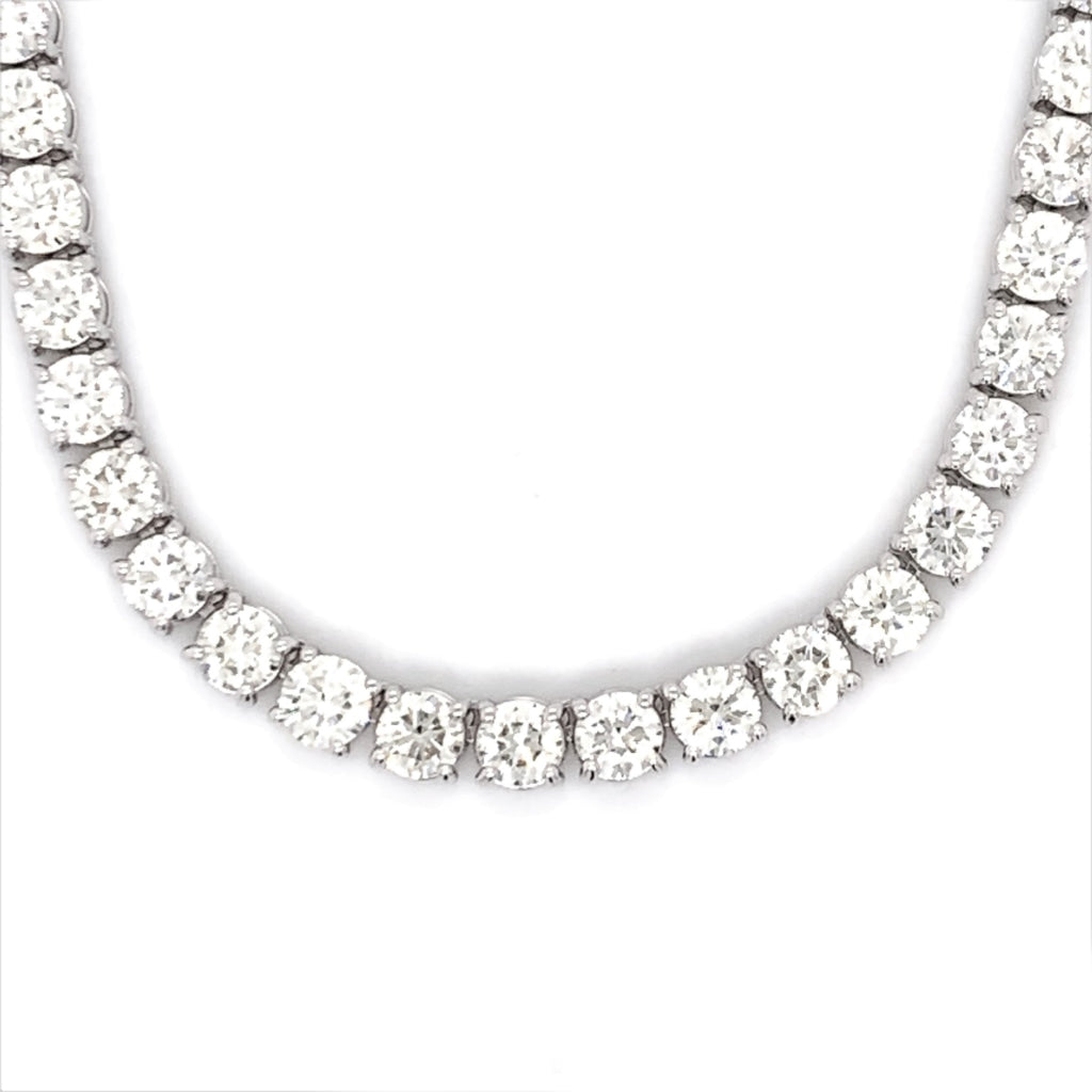 17PT- 19.00 CT. VVS Tennis Necklace in White Gold (4 Prong) 14K