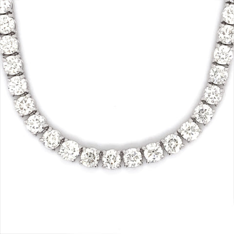 17PT- 19.00 CT. VVS Tennis Necklace in White Gold (4 Prong) 14K