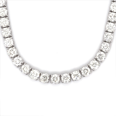 12PT- 25.00CT. Tennis Necklace 14K White Gold (4 Prong)