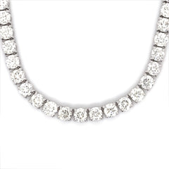 12PT- 25.00CT. Tennis Necklace 14K White Gold (4 Prong) - White Carat - USA 