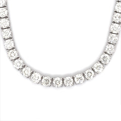 30PT- 38.00 CT. Tennis Necklace White Gold (4 Prong) 14K - White Carat - USA 