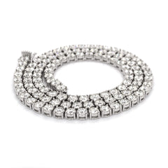 30PT- 38.00 CT. Tennis Necklace White Gold (4 Prong) 14K - White Carat - USA 