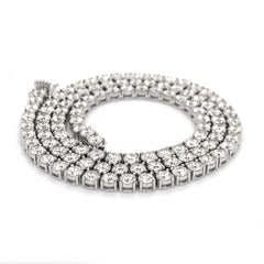 12PT- 25.00CT. Tennis Necklace 14K White Gold (4 Prong) - White Carat - USA 