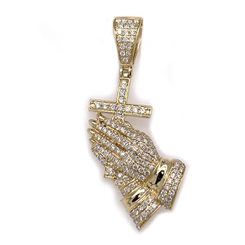 0.20 CT. Diamond Cross Praying Hands Pendant