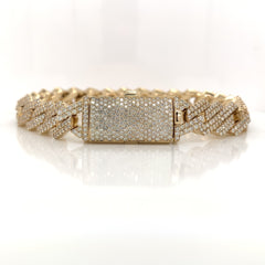 14.00 CT. Diamond Cuban Bracelet in Gold - 13mm - White Carat - USA & Canada