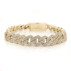 15.00 CT. Diamond Cuban Bracelet - 13mm - White Carat - USA 