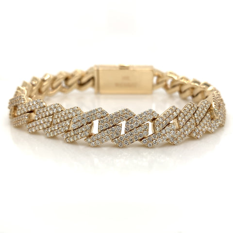 14.00 CT. Diamond Cuban Bracelet in Gold - 13mm - White Carat - USA & Canada