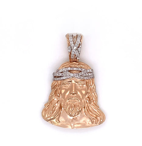 0.50 CT. Diamond Jesus Pendant Gold 14K