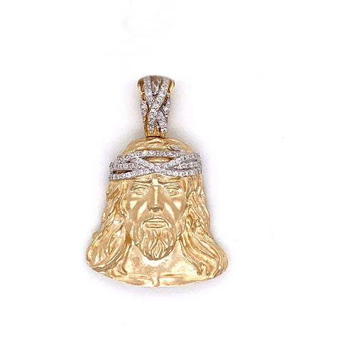 0.50 CT. Diamond Jesus Pendant Gold 14K