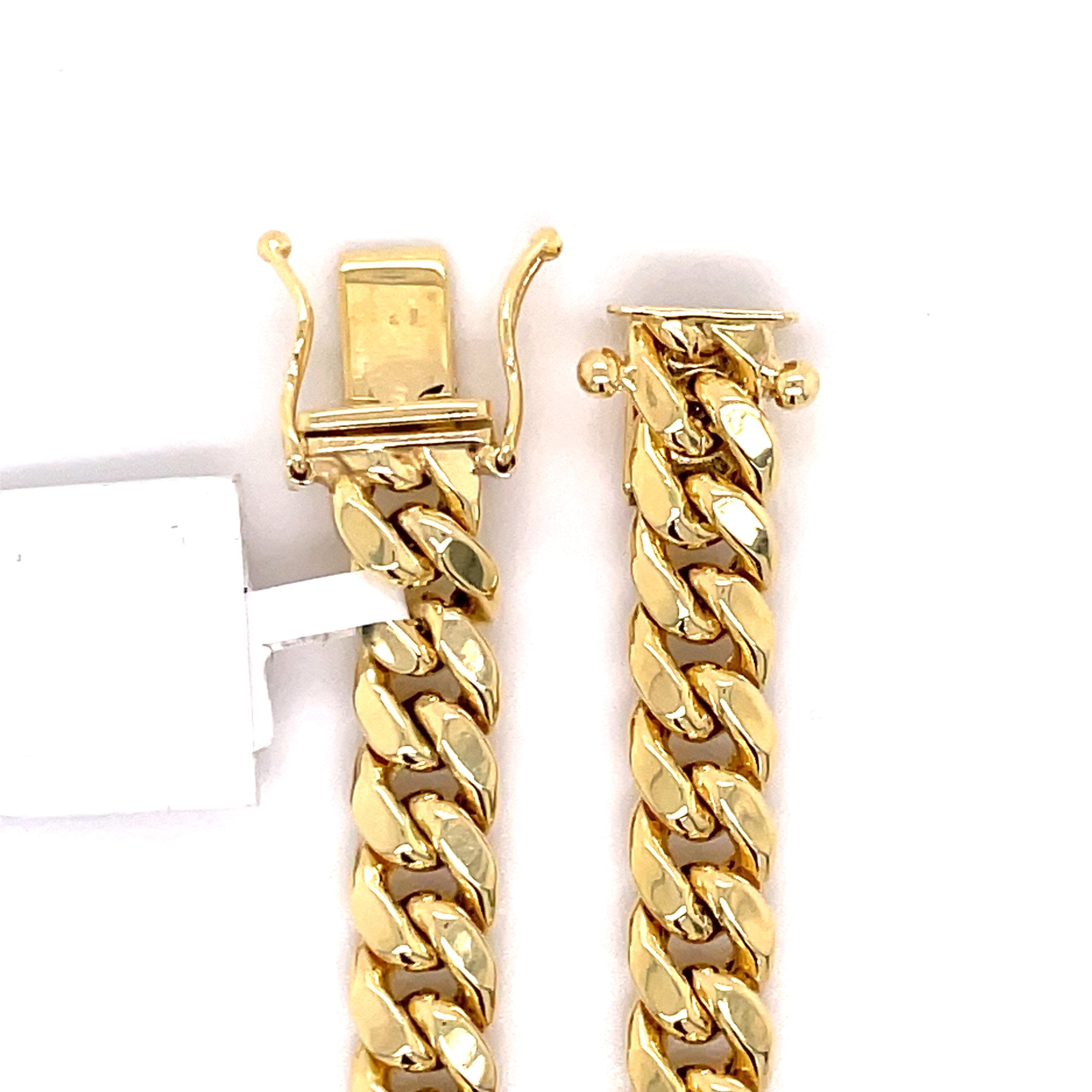 8mm Gold Miami Cuban Bracelet 10K - White Carat - USA & Canada