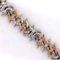 11.00CT Diamond Barbed Wire Bracelet Rose & White Gold 14K - 13mm - White Carat - USA & Canada