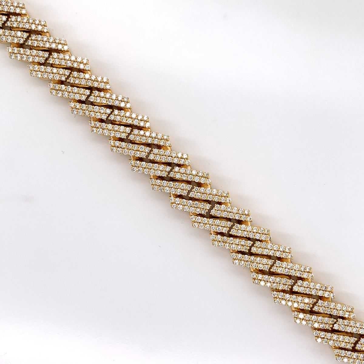 10.47CT Diamond Raised Prong Cuban Bracelet Gold 10K - 13.5mm - White Carat - USA & Canada