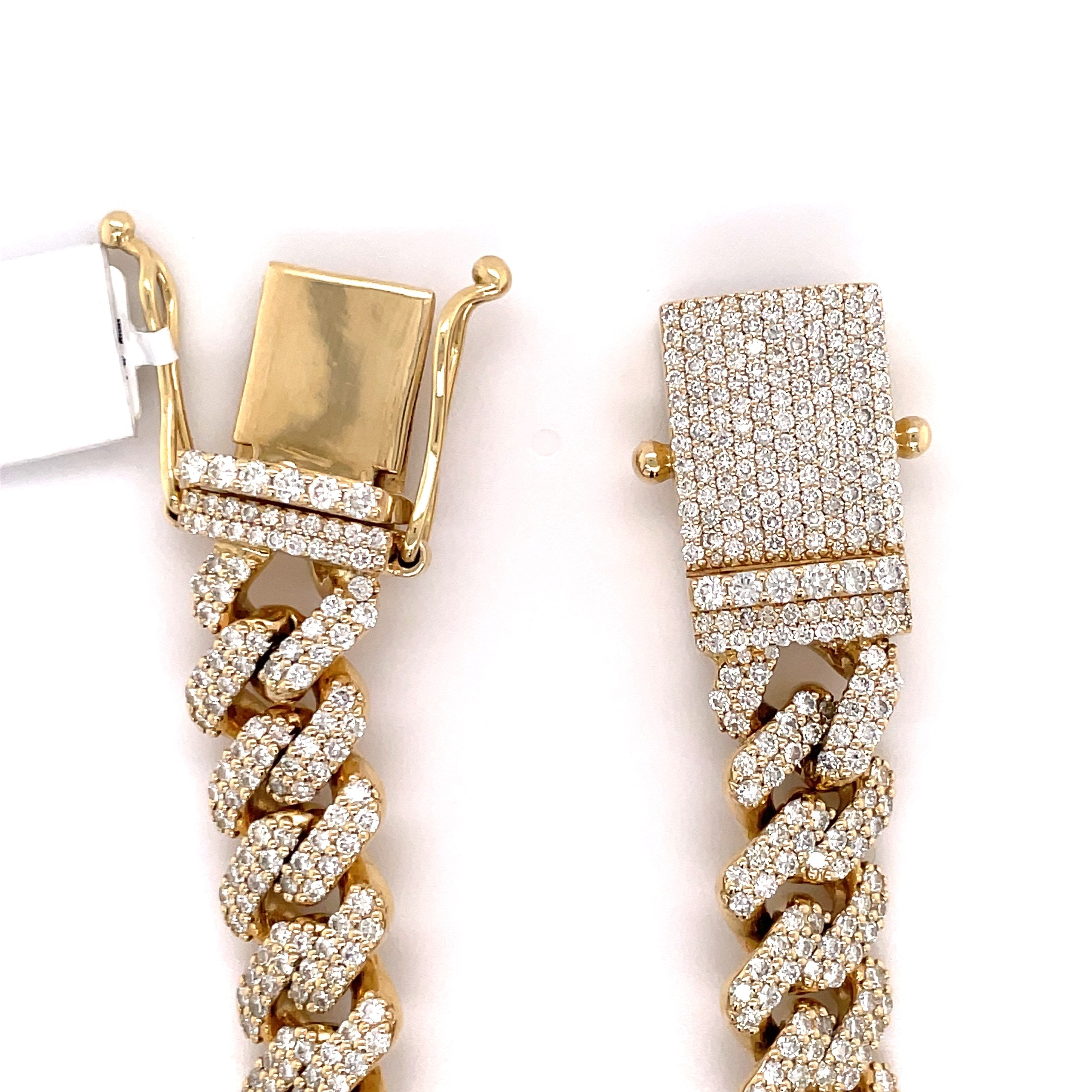 13.00 CT. Diamond Cuban Bracelet in Gold - 13.00mm - White Carat - USA & Canada