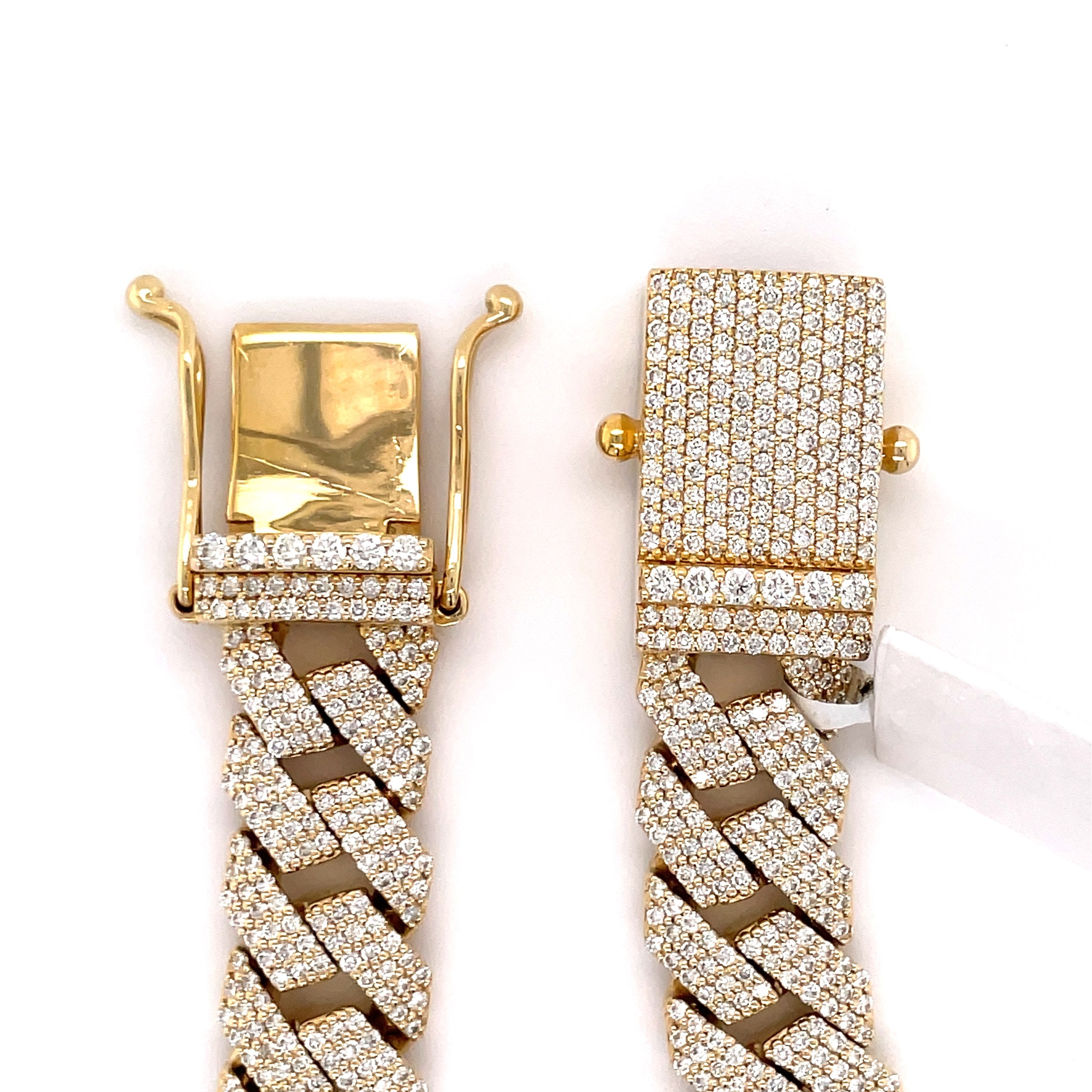 13.00 CT. Diamond Cuban Bracelet in Gold - 14.00mm - White Carat - USA & Canada