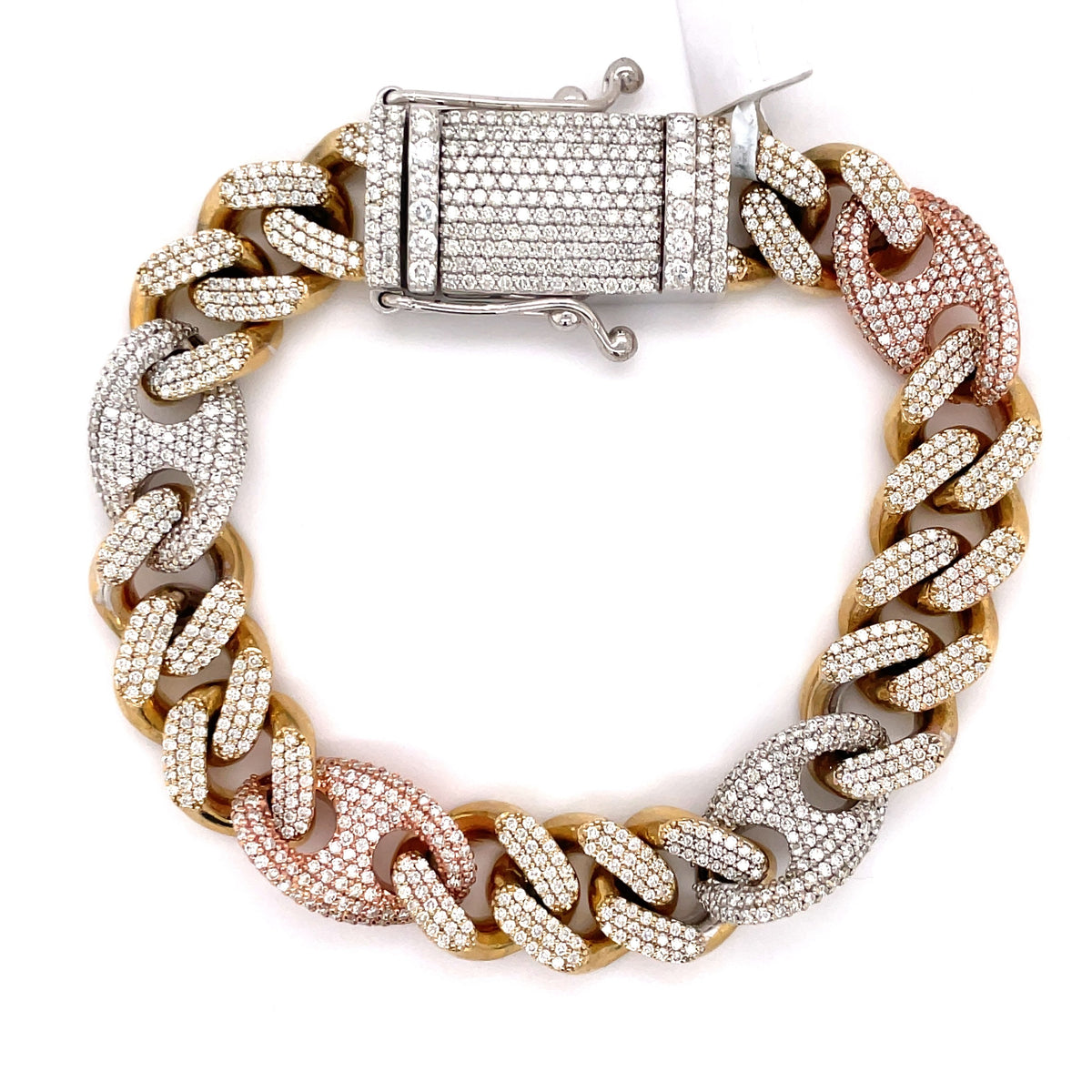 9.00 CT. Diamond Cuban Bracelet in Gold - 13.50mm - White Carat - USA & Canada